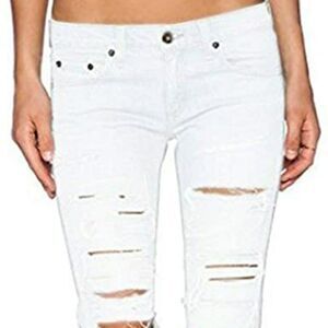 Rag & Bone White Thrash Destroyed Skinny sz 24